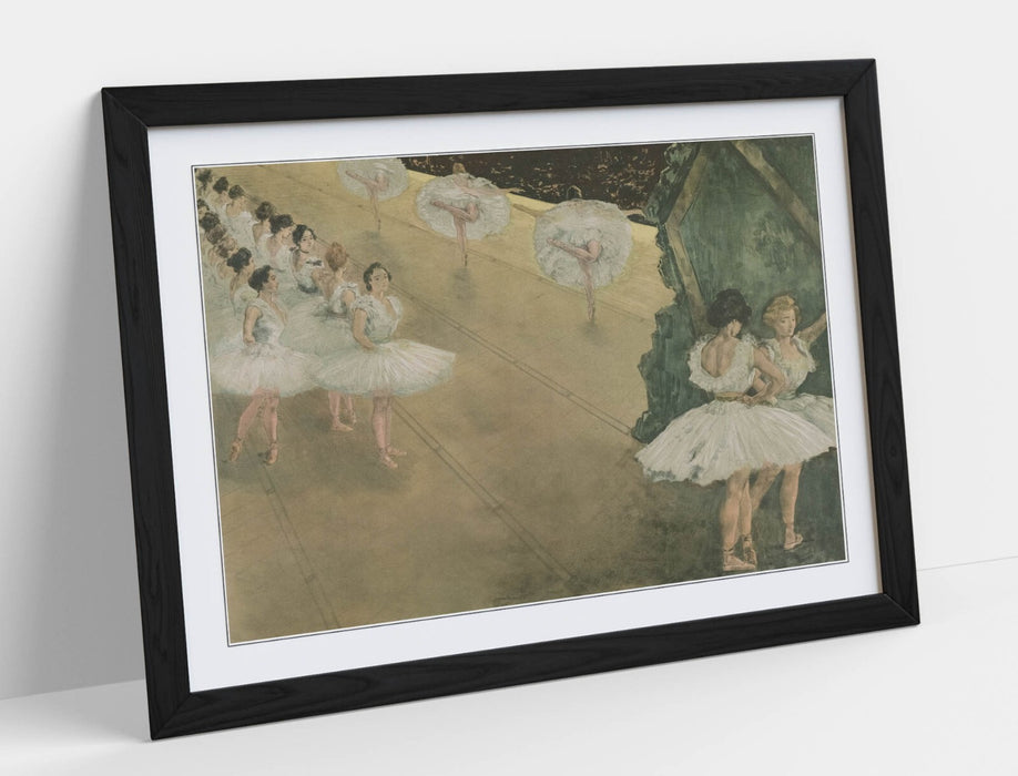 Framed Wall Art - Edgar Degas Ballet Dancers Poster with Natural Wood Frame | UK Handmade
