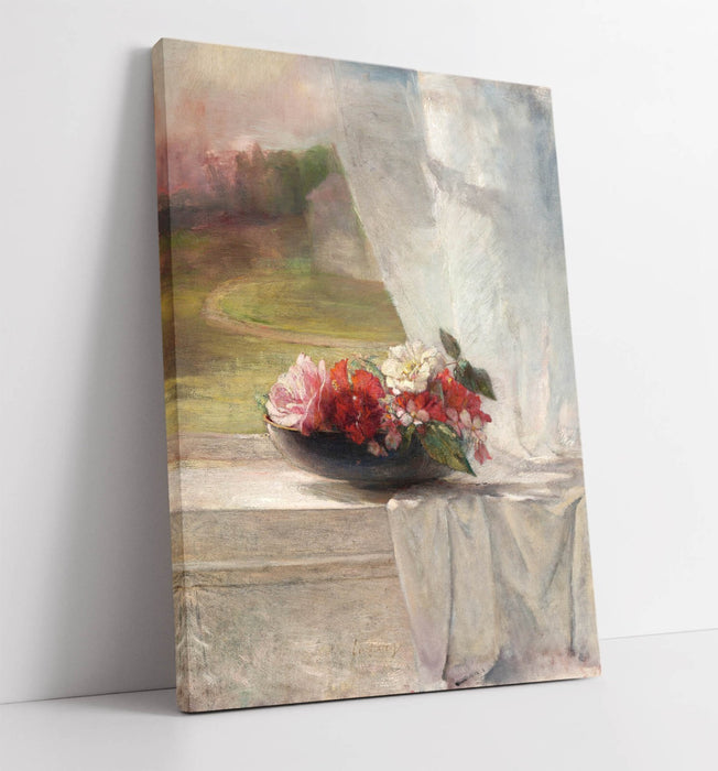 Canvas Wall Art - John La Farge Flowers On Window Ledge | Premium Varnish Finish