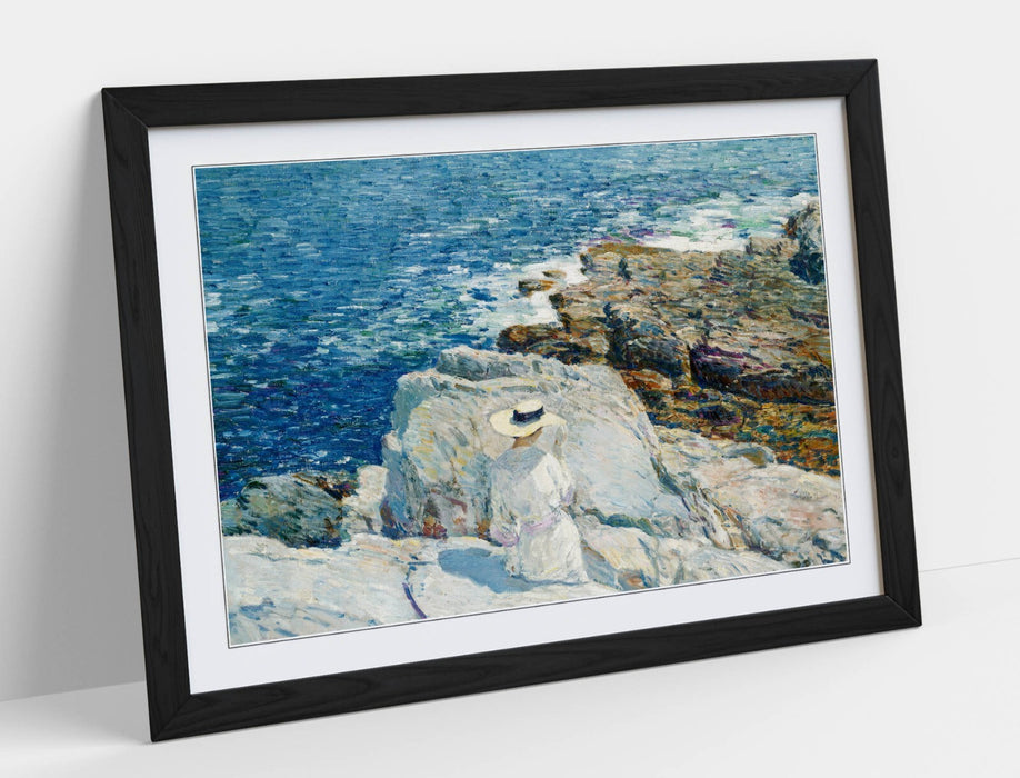 Framed Wall Art Print – Childe Hassam South Ledges Artwork | Matte Paper, Woodgrain Frame