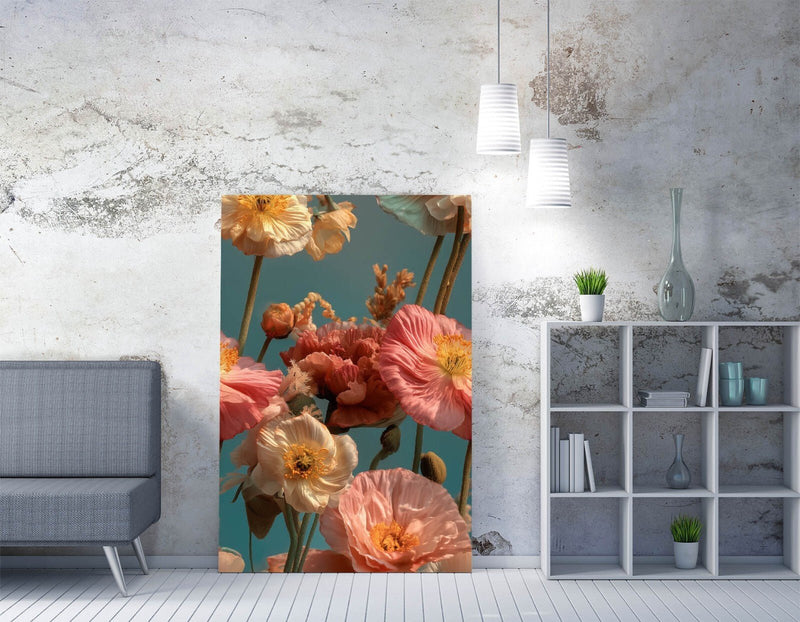 Canvas Wall Art - Pink White Flowers Floral Print on Archival Grade Canvas