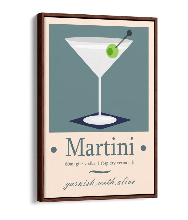 Martini Cocktail Poster - Float Effect Frame Canvas Wall Art Print | Handmade UK