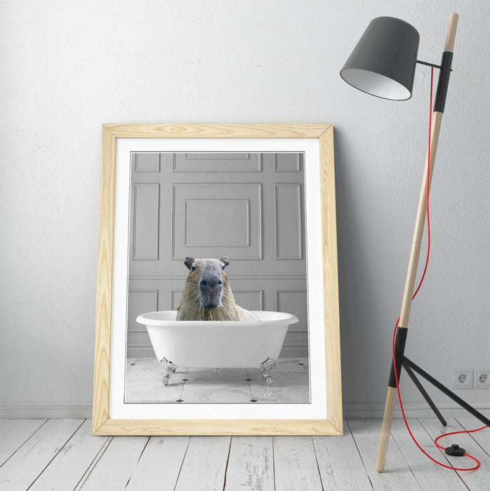 CAPYBARA IN BATHTUB -QUIRKY ART FRAMED POSTER PICTURE PRINT BATHROOM ARTWORK