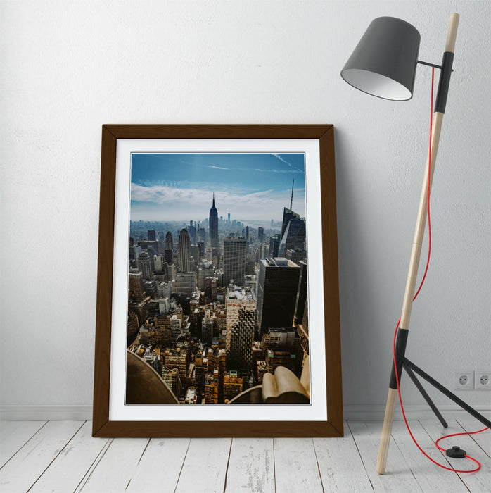 NEW YORK CITYSCAPE AERIAL -ART FRAMED POSTER PICTURE PRINT ARTWORK- PHOTOGRAPHY