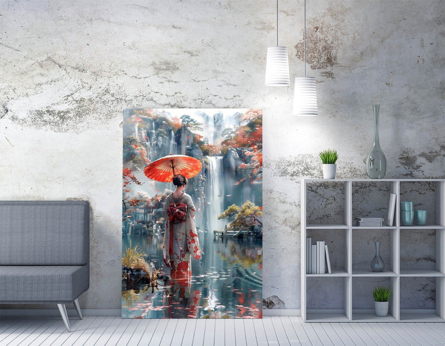 Geisha Canvas Wall Art – Premium Handmade Waterfall Home Decor Print