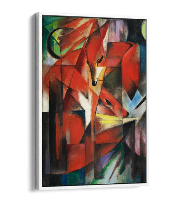 Canvas Wall Art – Franz Marc The Foxes Float Effect Print on Blue Navy Canvas