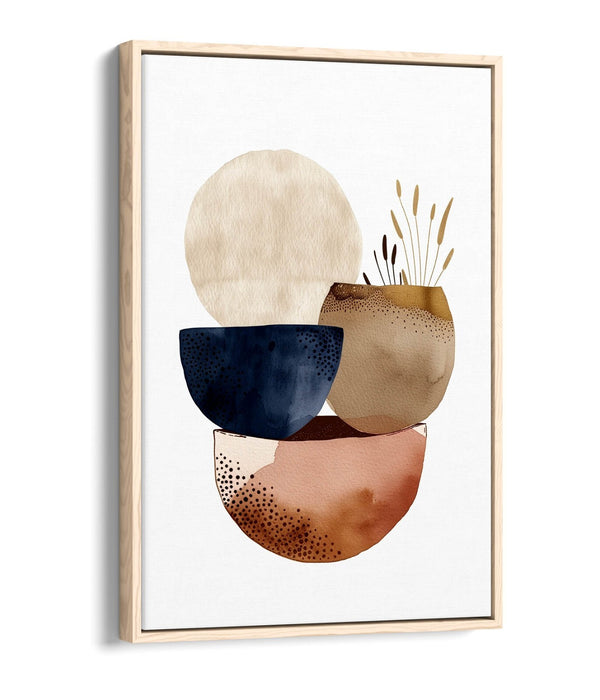 Boho Canvas Art – Minimalist Wall Decor With Float Effect Frame, Handmade UK