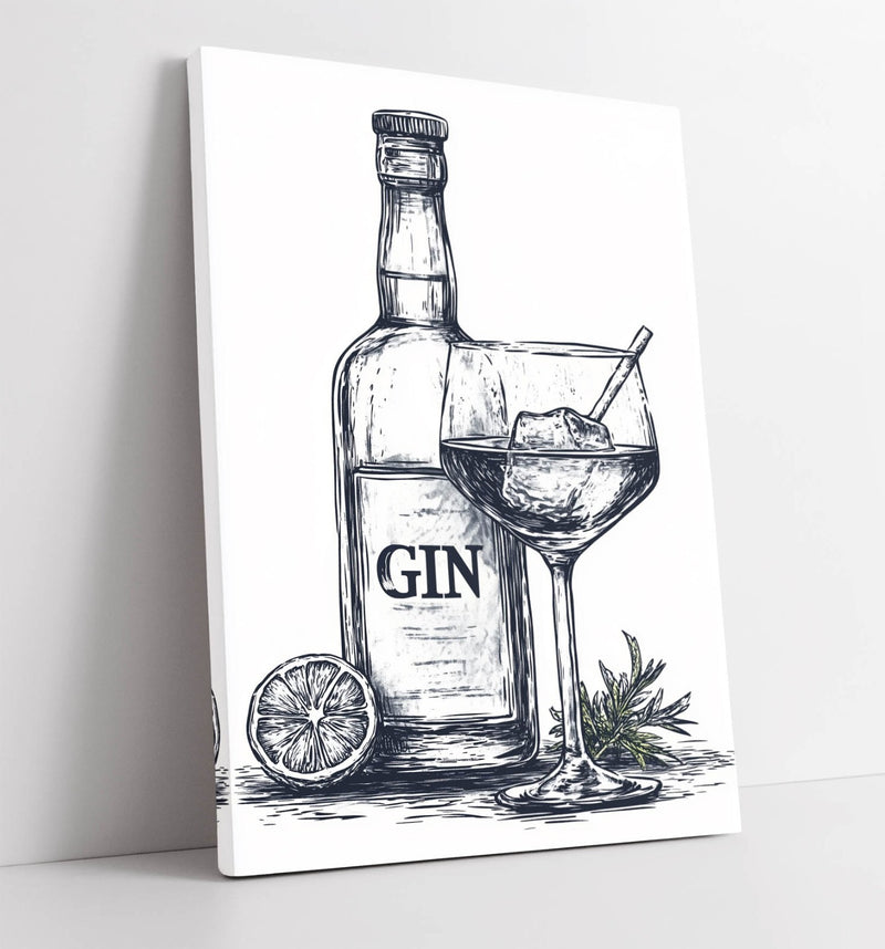 Gin Canvas Wall Art – Handmade Kitchen Wall Art With Vibrant Ink Print
