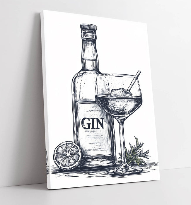 Gin Canvas Wall Art – Handmade Kitchen Wall Art With Vibrant Ink Print