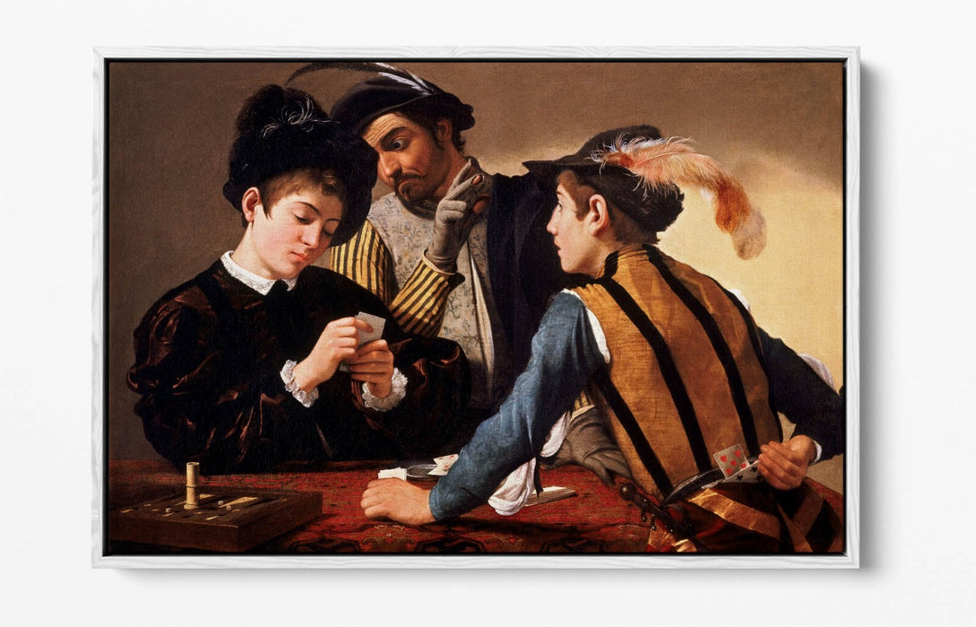 CARAVAGGIO, THE CARDSHARPS -FLOAT EFFECT CANVAS WALL ART PRINT