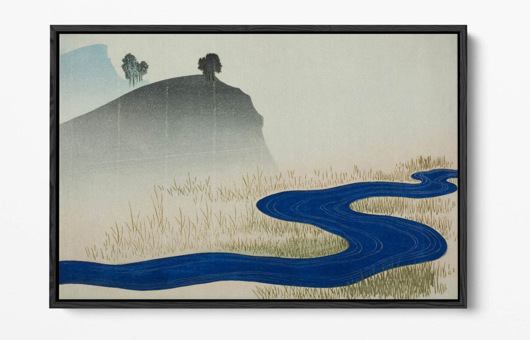 TOTOYA HOKKEI, MOUNTAIN LANDSCAPE WITH STREAM-FLOAT EFFECT CANVAS WALL ART PRINT