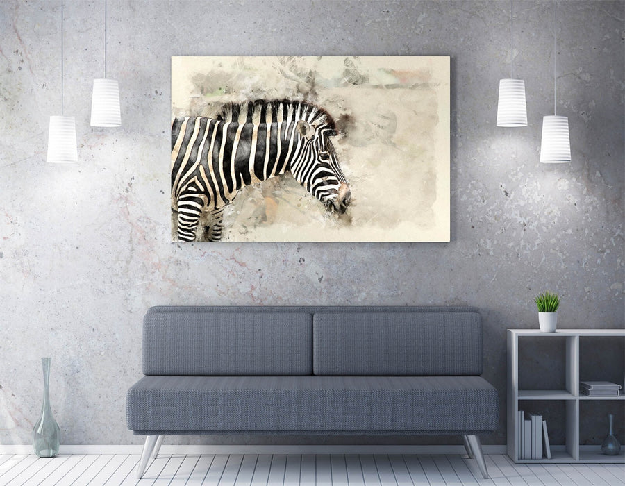 ZEBRA GLITCH ABSTRACT ARTWORK HOME DECOR 2 -CANVAS FRAMED WALL ART PIC PRINT