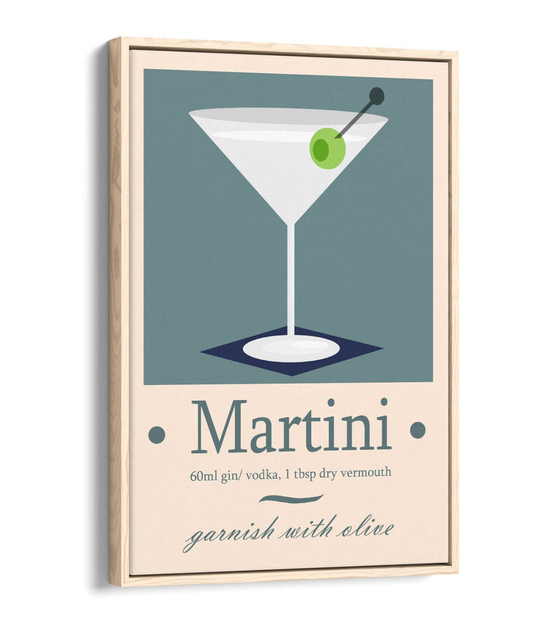Martini Cocktail Poster - Float Effect Frame Canvas Wall Art Print | Handmade UK
