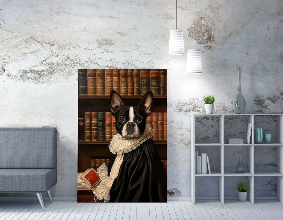 Boston Terrier Canvas Art – Funny Dog Wall Art | Handmade Canvas Print