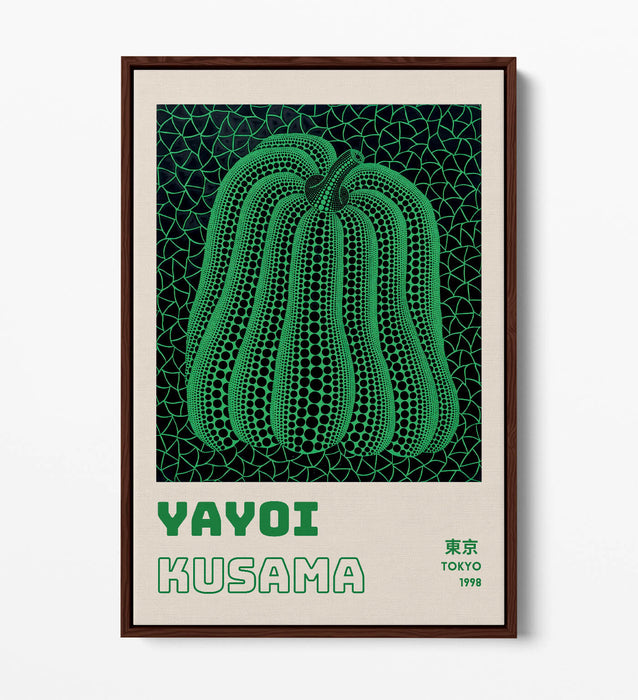 Green Pumpkin Canvas Art - Contemporary Wall Decor With Float Effect Frame