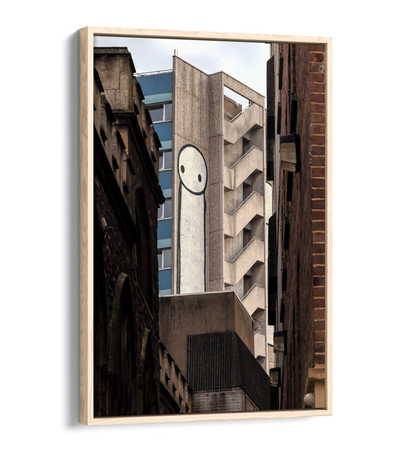 Canvas Wall Art – Stick Man Graffiti Print with Float Effect Frame, Handmade