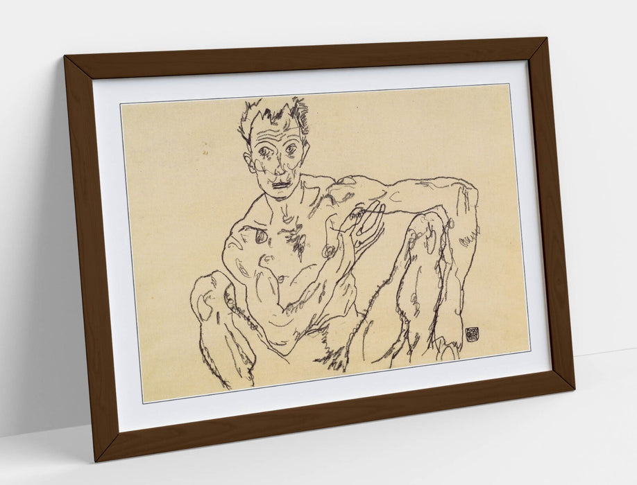 Framed Art Poster - Nude Self Portrait Print | Museum Quality Wall Art Decor