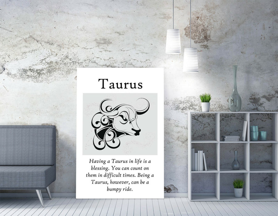 TAURUS STAR SIGN ZODIAC ASTROLOGY QUOTE SLOGAN -CANVAS WALL ART PICTURE PRINT