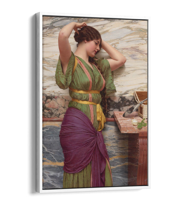 JOHN WILLIAM GODWARD, A FAIR REFLECTION -FLOAT EFFECT CANVAS WALL ART PRINT