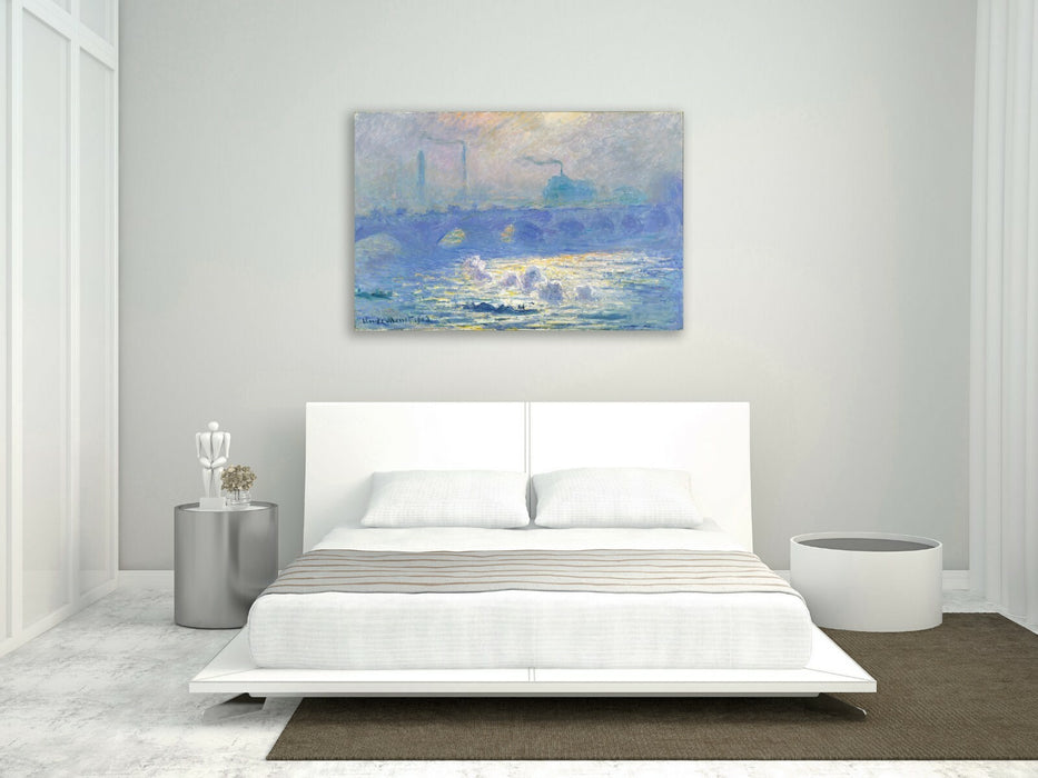 Canvas Wall Art – Claude Monet Waterloo Bridge Framed Canvas Print 30mm Deep Edge