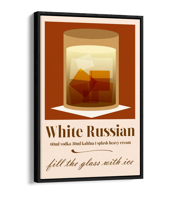 White Russian Cocktail Poster - Float Effect Canvas Wall Art, Ready To Hang