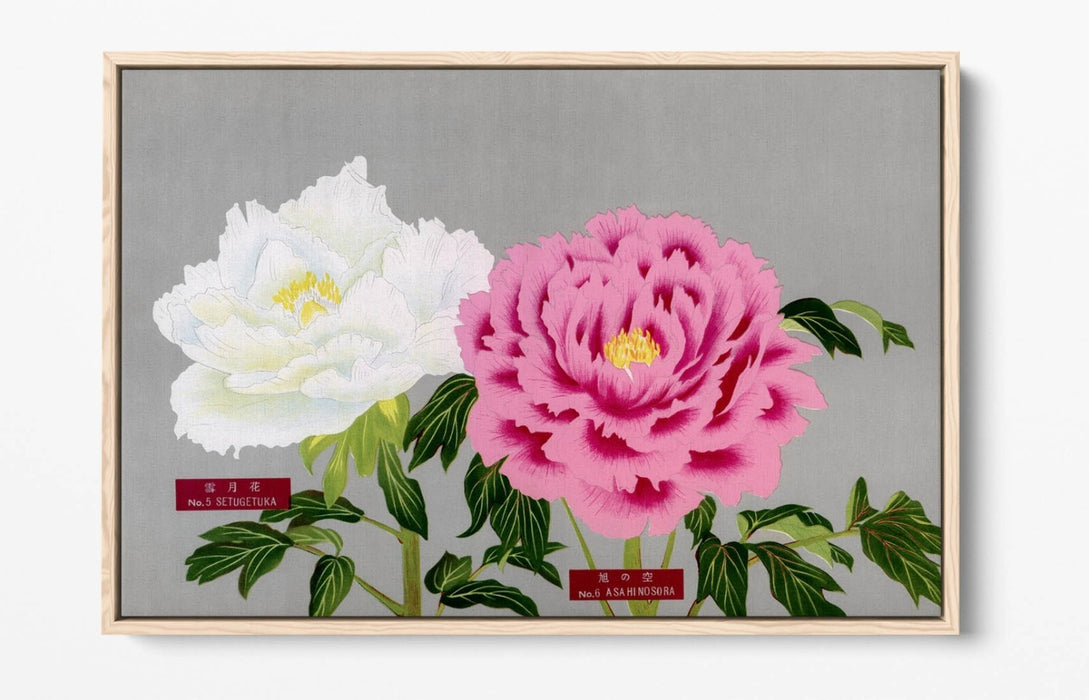 Vintage Canvas Wall Art – Pink White Flowers Art | Handmade Peonies Wall Decor
