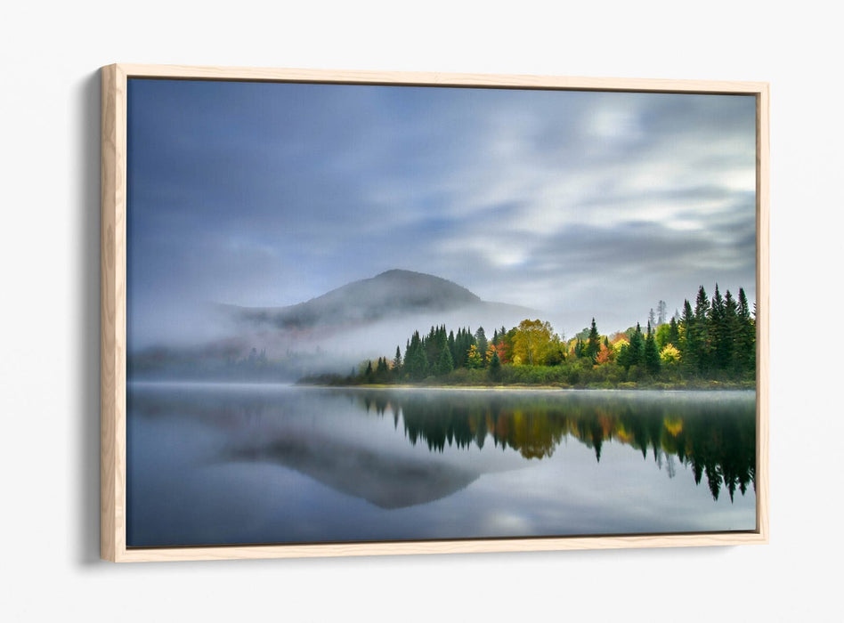 Canvas Wall Art | Lake Forest & Mountain Reflection Float Effect Print - Handmade UK