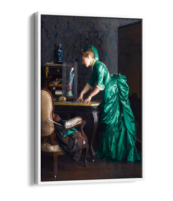 Canvas Wall Art – William McGregor Paxton Green Dress Painting | Float Effect Print