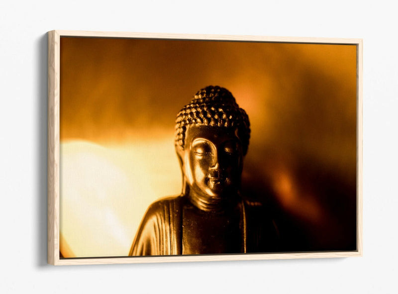 Buddha Canvas Art – Gold Buddha Statue Print With Float Effect Canvas