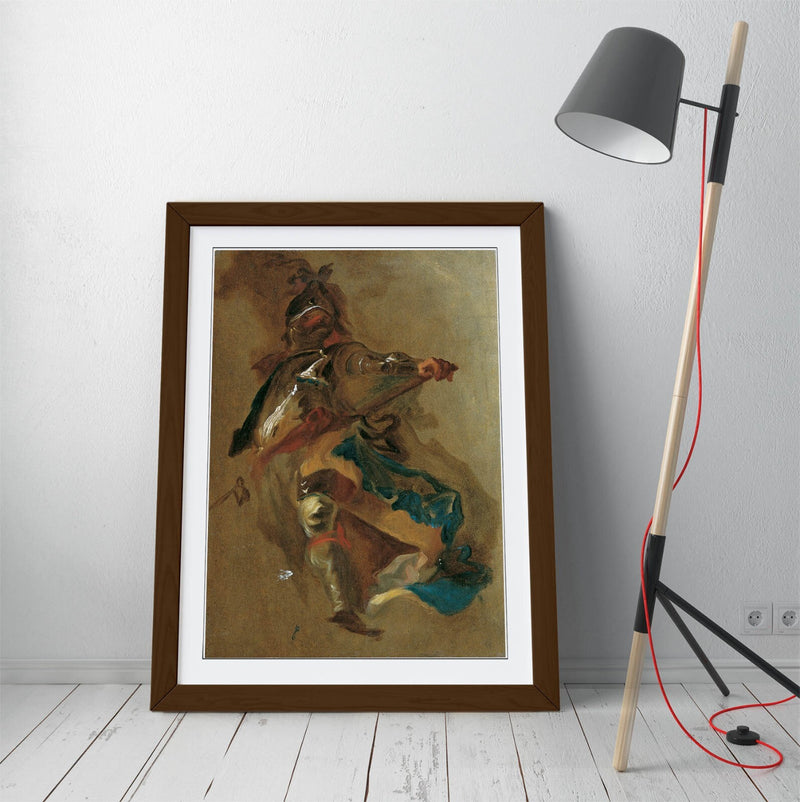 Framed Wall Art - Franz Maulbertsch Standing Commander Print With Woodgrain Frame