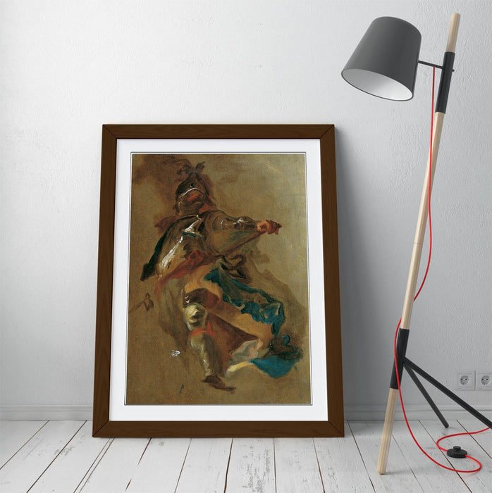 Framed Wall Art - Franz Maulbertsch Standing Commander Print With Woodgrain Frame