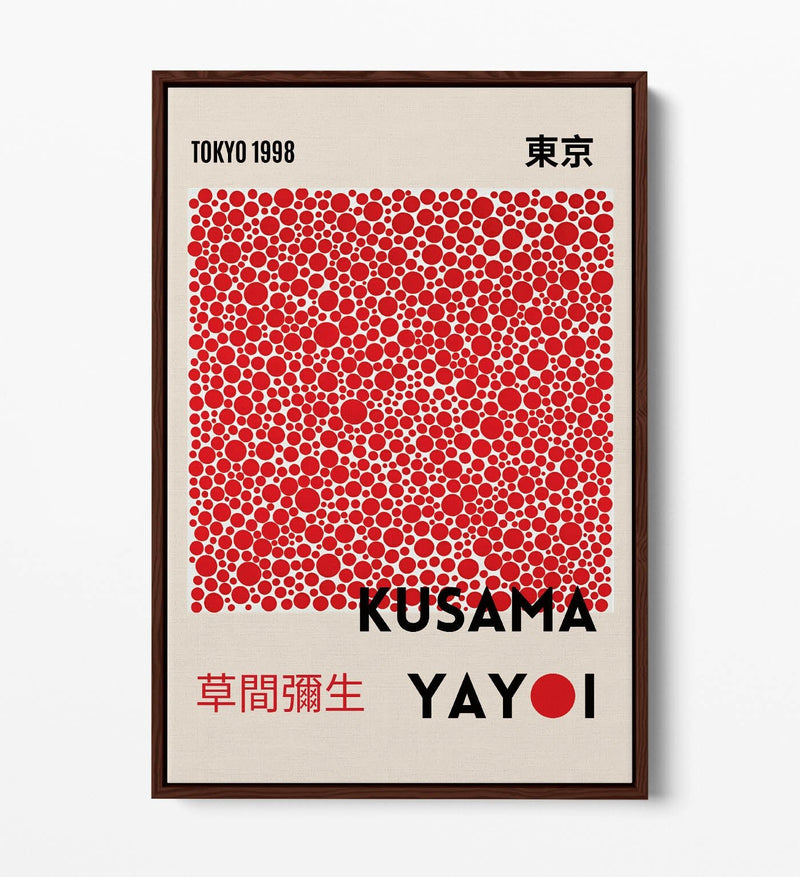 Canvas Art Print - Red Polka Dot Contemporary Wall Art With Float Effect Frame