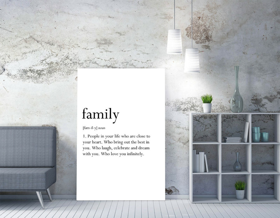 FAMILY DEFINITION LOVE SLOGAN QUOTE HOME -CANVAS WALL ART PICTURE PRINT