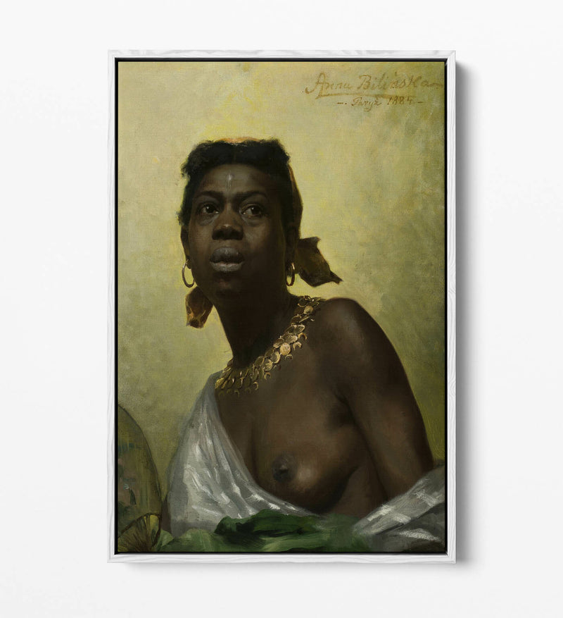 Float Effect Canvas Art – Anna Bilinska Black Woman Artwork on MDF Frame