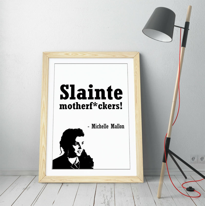 Framed Wall Art – Funny Irish Derry Girls Poster with Wood Grain Frame | Handmade UK Art