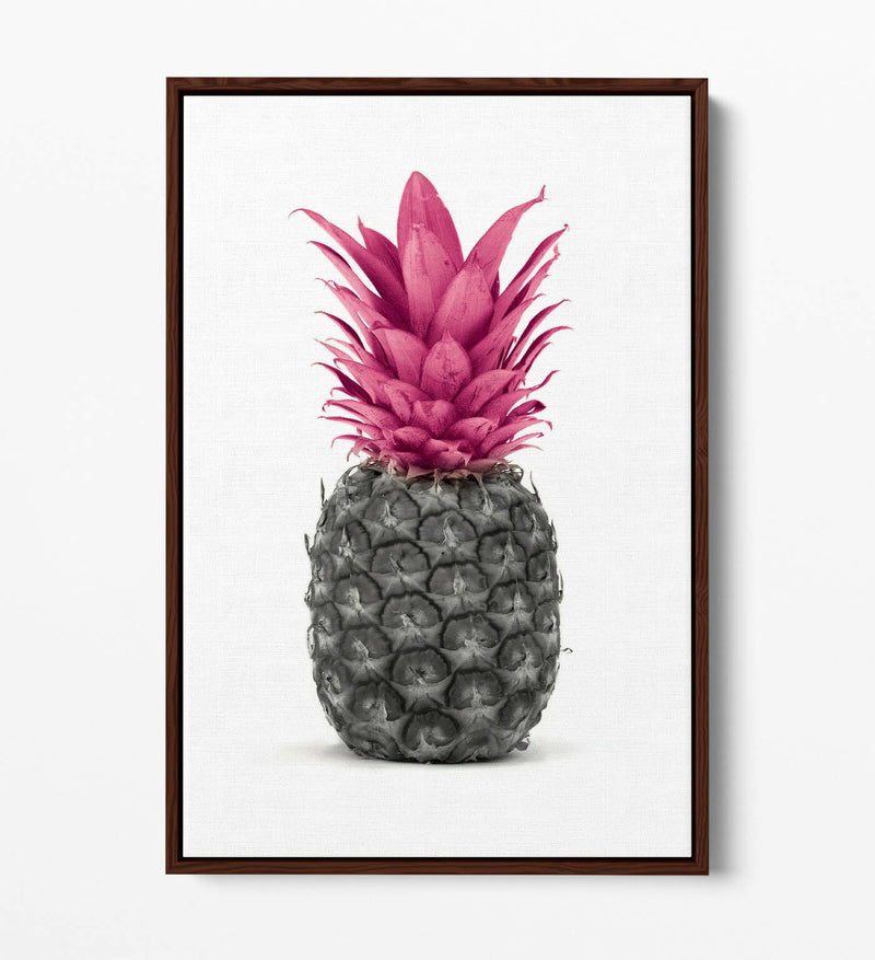 Canvas Wall Art - Pink Pineapple Float Effect | Handmade Black White Graffiti Print
