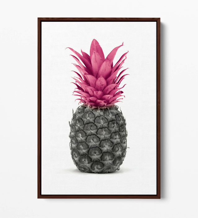 Canvas Wall Art - Pink Pineapple Float Effect | Handmade Black White Graffiti Print