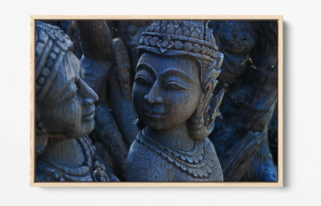 Buddha Canvas Art – Grey Buddha Statue Float Effect Canvas With Premium Varnish Finish