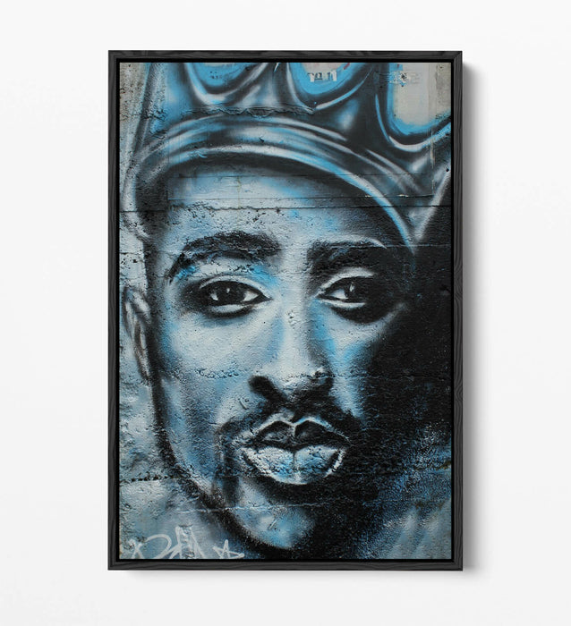 TUPAC GRAFFITI -FLOAT EFFECT CANVAS WALL ART PIC PRINT- GREY WHITE