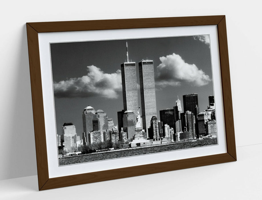 NEW YORK CITY TWIN TOWERS VINTAGE NYC -FRAMED WALL ART PICTURE PRINT POSTER