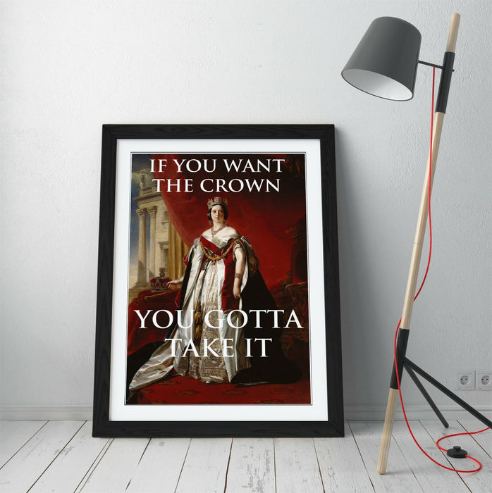 "IF YOU WANT THE CROWN" MOTIVATIONAL QUOTE SLOGAN -FRAMED WALL ART PICTURE PRINT