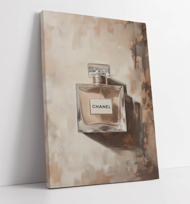 Canvas Wall Art – Beige Perfume Bottle Oil Painting Print on Handmade Canvas
