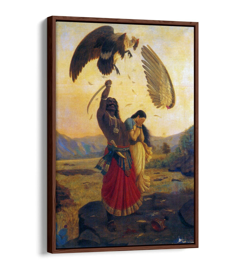 Float Effect Canvas Art - Raja Ravi Varma Jatayu Vadha Premium Wall Decor