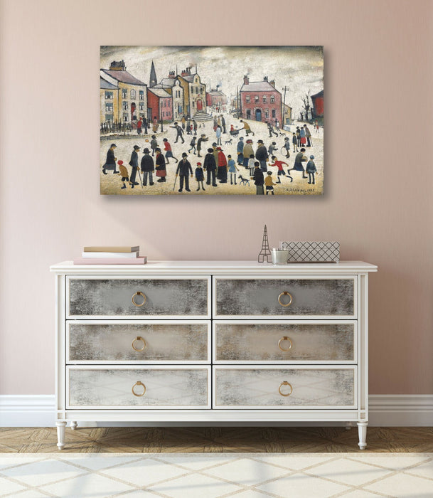 People Standing About CANVAS WALL ART PRINT ARTWORK PAINTING LS Lowry style
