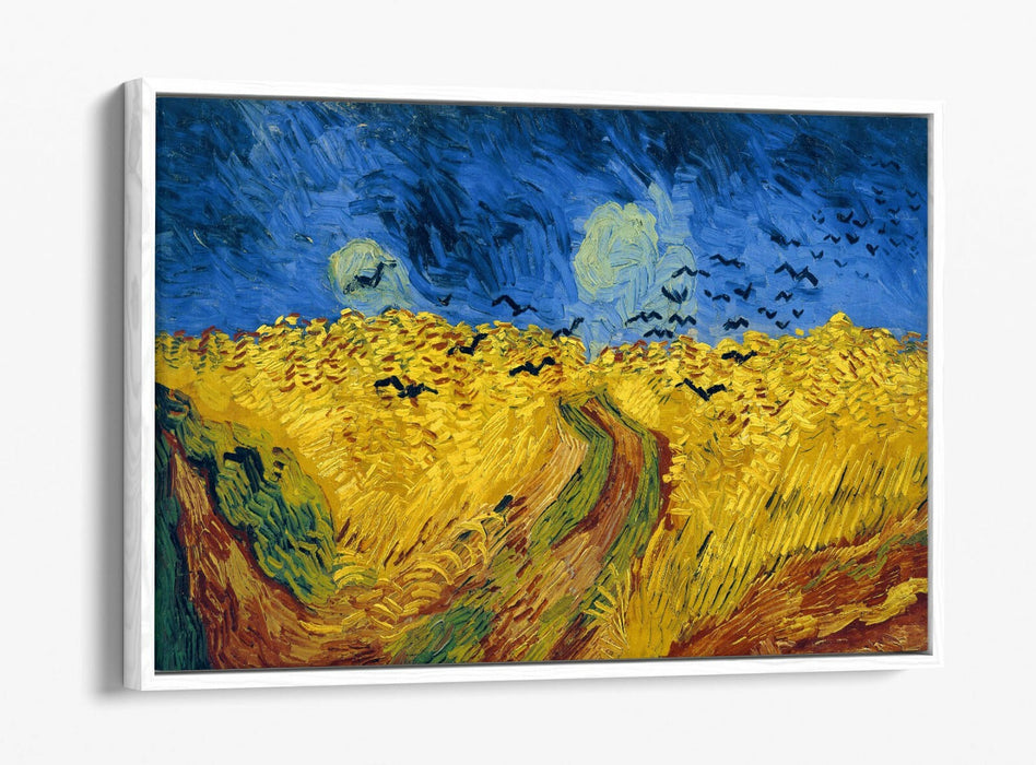 VAN GOGH WHEATFIELD WITH CROWS -FLOAT EFFECT CANVAS WALL ART PIC PRINT- BLUE
