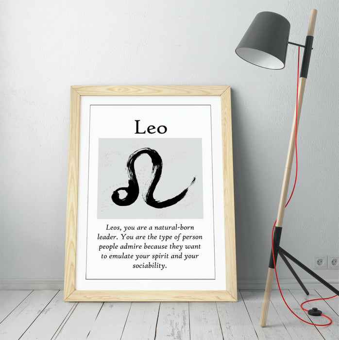 LEO STAR SIGN ZODIAC ASTOLOGY QUOTE SLOGAN -FRAMED WALL ART PICTURE PRINT