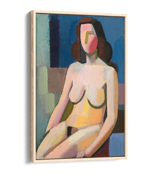 Float Effect Canvas Art - Seated Female Model On Premium MDF Frame With Varnish Finish