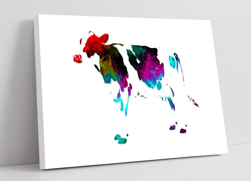 Pop Art Canvas - Multi Colour Cow Artwork | Framed Canvas Wall Art Print