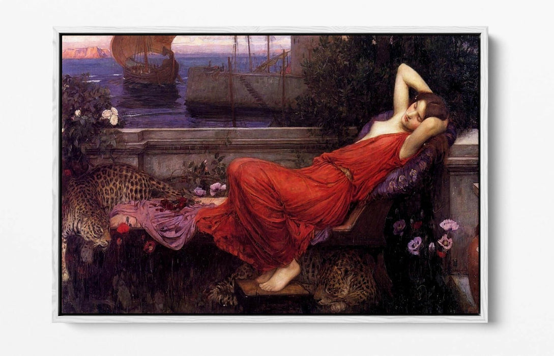 JOHN WILLIAM WATERHOUSE ARIADNE -FLOAT EFFECT CANVAS WALL ART PIC PRINT- RED