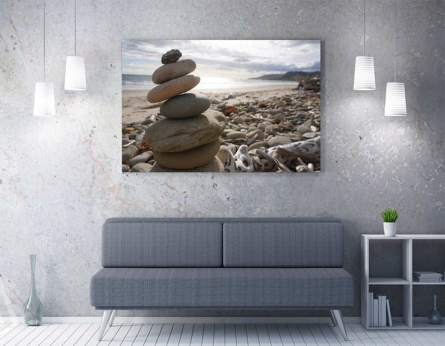 Zen Stones Wall Art – Handmade Canvas Print | Beach Decor Print, Ready To Hang
