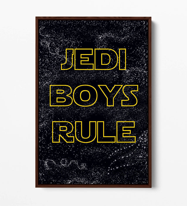 "JEDI BOYS RULE" STAR WARS STYLE QUOTE KIDS ROOM -FLOAT EFFECT CANVAS ART PRINT